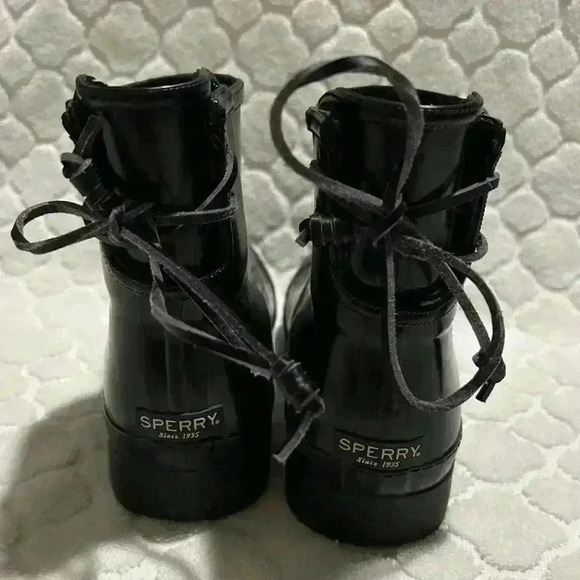 Sperry Walker Turf Rain Boot Black Womens Size 6 Waterproof Bow Tie Outdoor - Picture 4 of 10